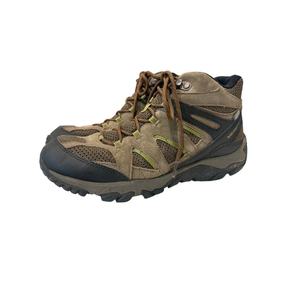 Merrell Men's 10.5 Outmost Mid Vent hiking boots gray green black suede Vibram